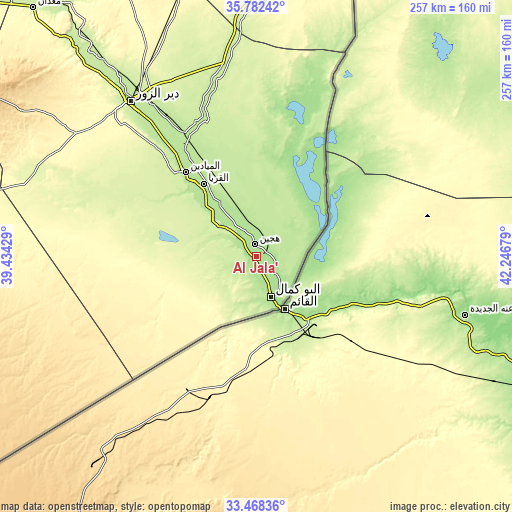 Topographic map of Al Jalā’