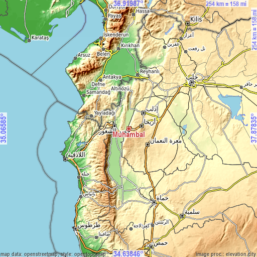 Topographic map of Muḩambal