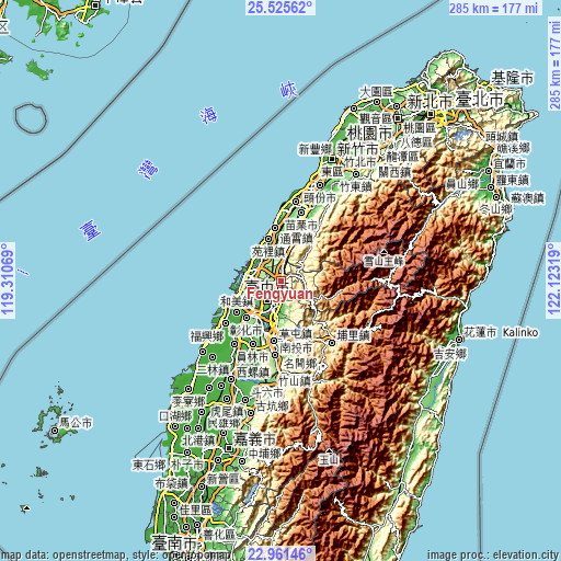 Topographic map of Fengyuan