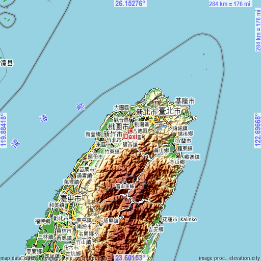 Topographic map of Daxi