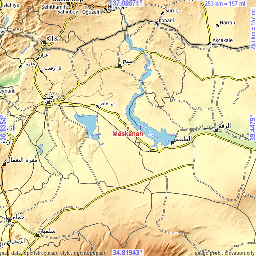 Topographic map of Maskanah