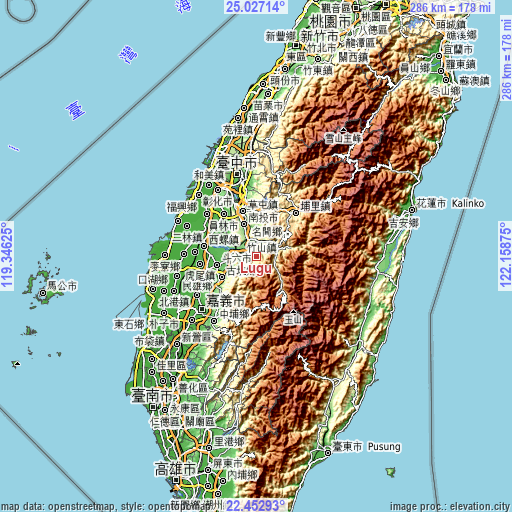 Topographic map of Lugu