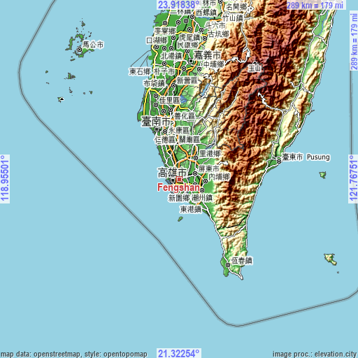 Topographic map of Fengshan