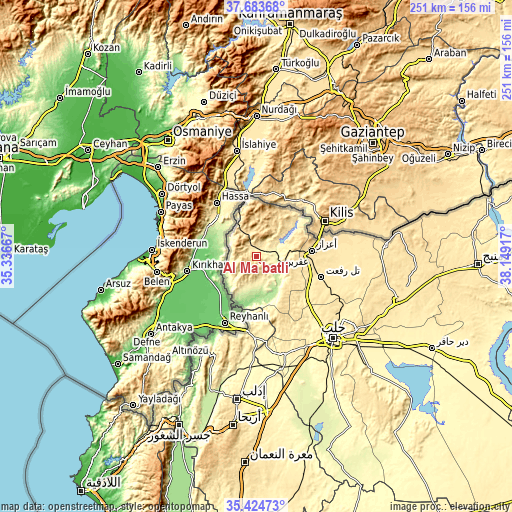 Topographic map of Al Ma‘baţlī