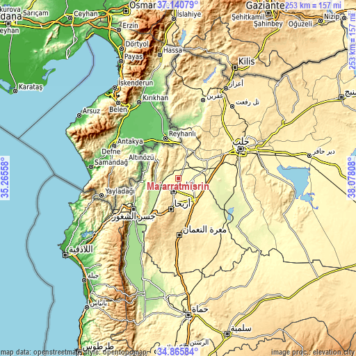 Topographic map of Ma‘arratmişrīn