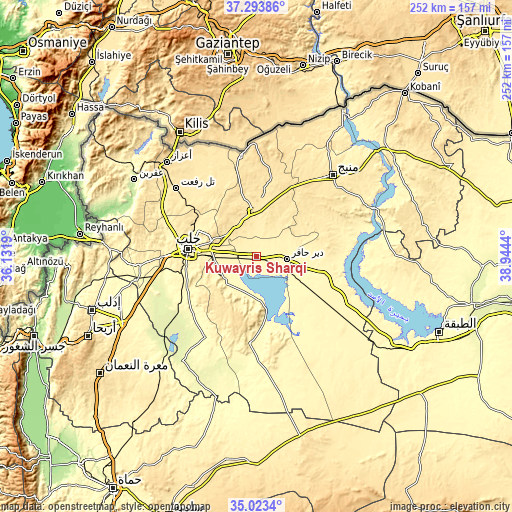 Topographic map of Kuwayris Sharqī