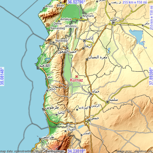 Topographic map of Kurnāz