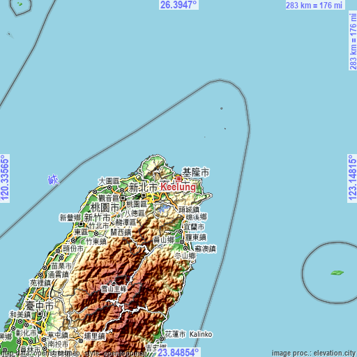 Topographic map of Keelung
