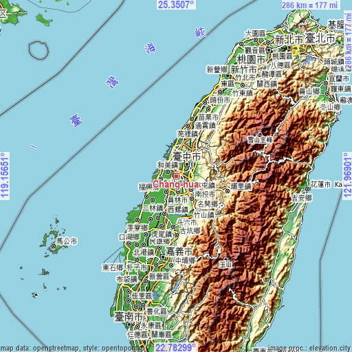 Topographic map of Chang-hua