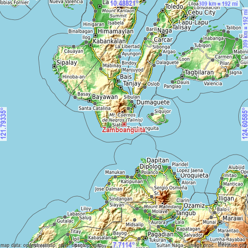 Topographic map of Zamboanguita