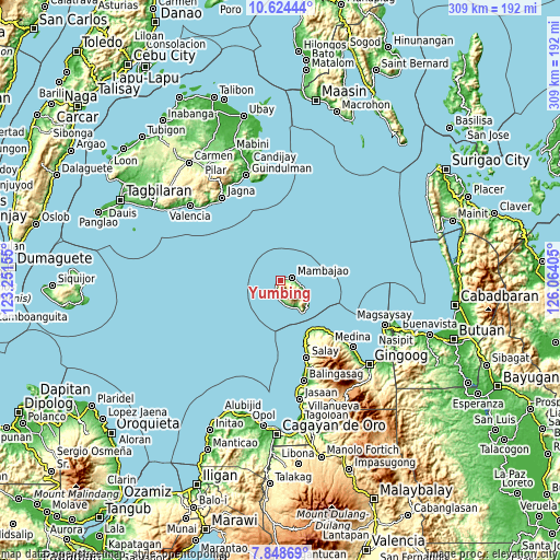 Topographic map of Yumbing