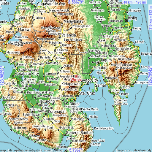 Topographic map of Wines