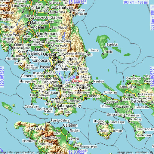 Topographic map of Wawa