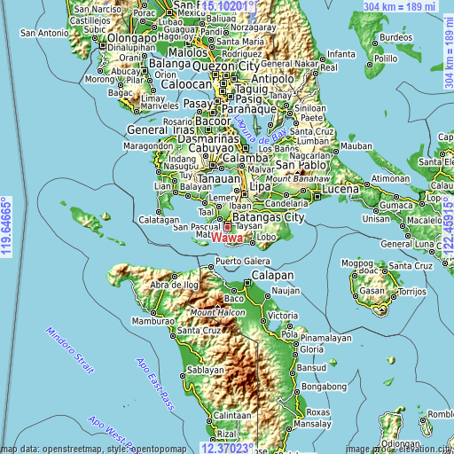 Topographic map of Wawa