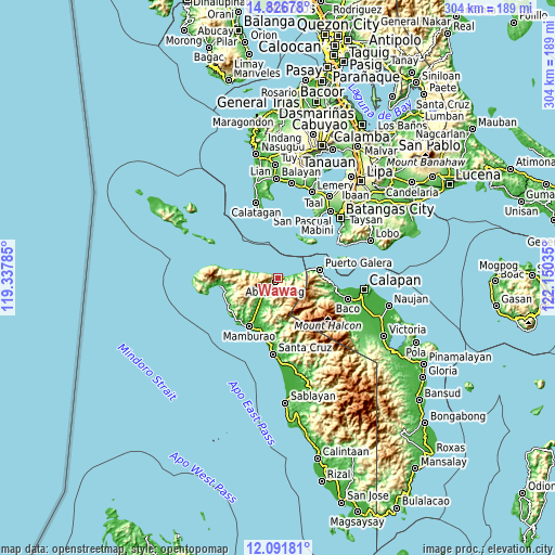 Topographic map of Wawa