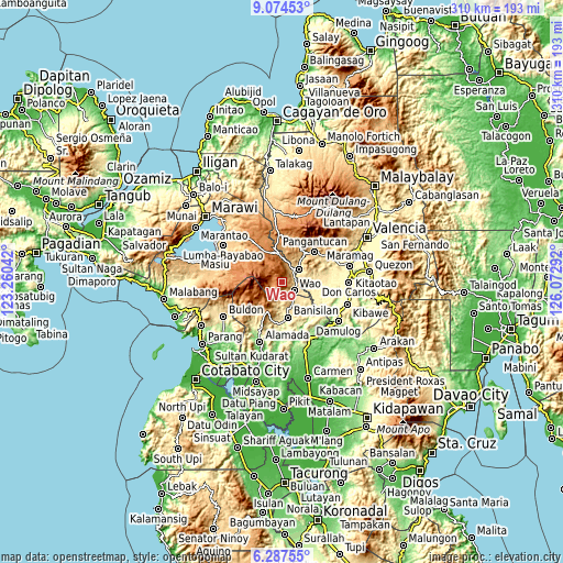 Topographic map of Wao