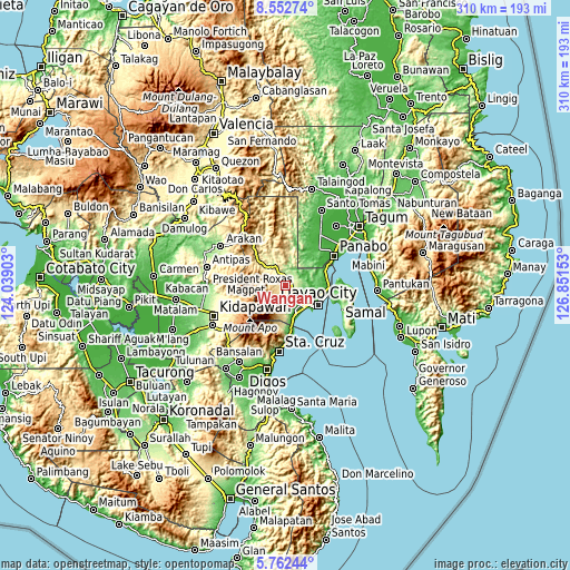 Topographic map of Wañgan