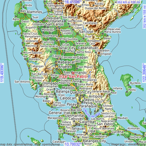 Topographic map of Vizal San Pablo