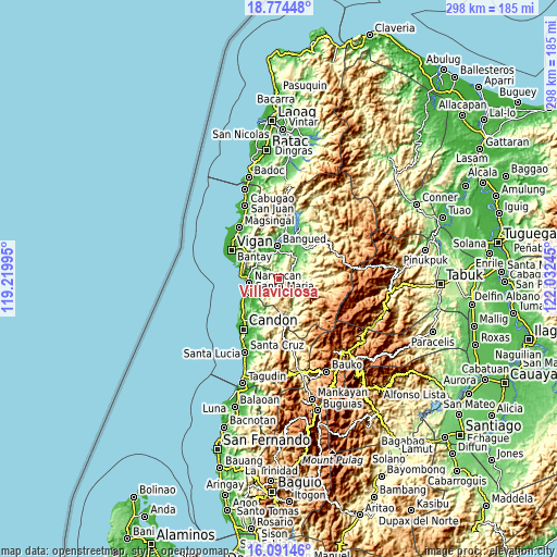 Topographic map of Villaviciosa