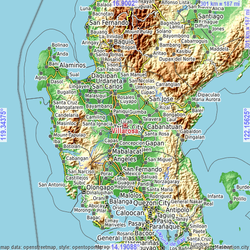 Topographic map of Villarosa