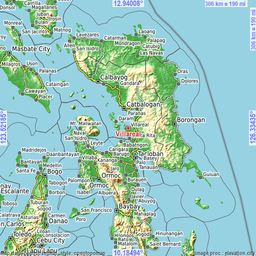 Topographic map of Villareal