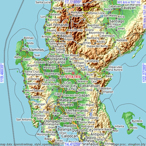 Topographic map of Villa Isla