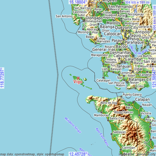 Topographic map of Vigo