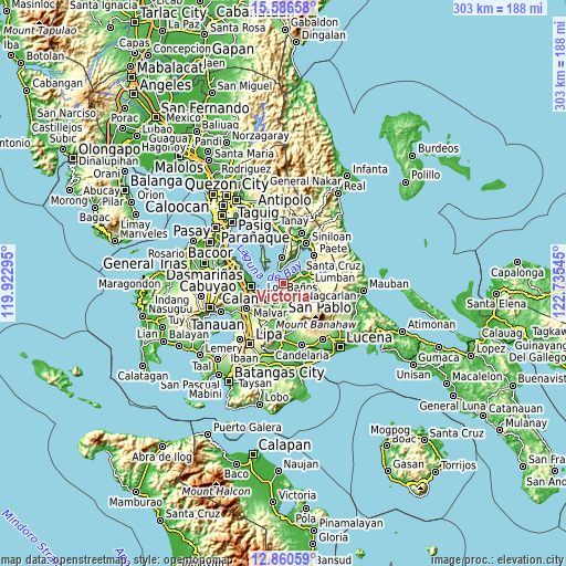 Topographic map of Victoria