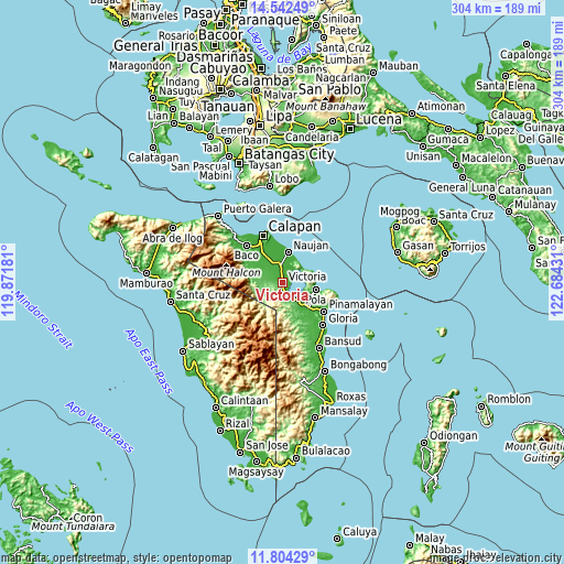 Topographic map of Victoria