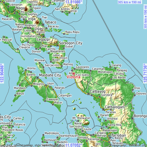 Topographic map of Victoria