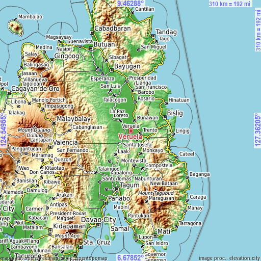 Topographic map of Veruela