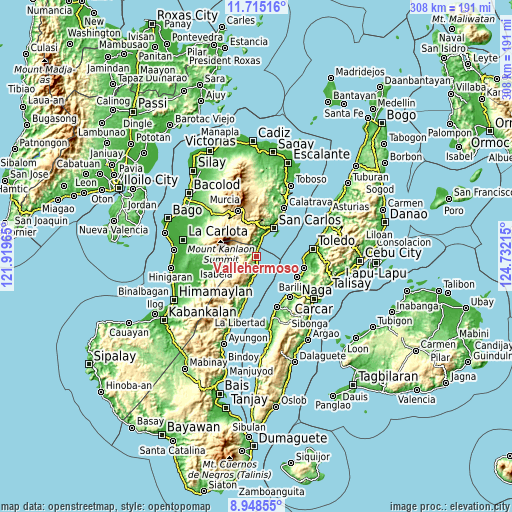 Topographic map of Vallehermoso