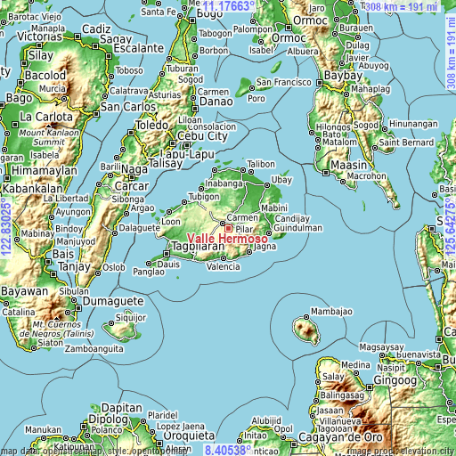 Topographic map of Valle Hermoso