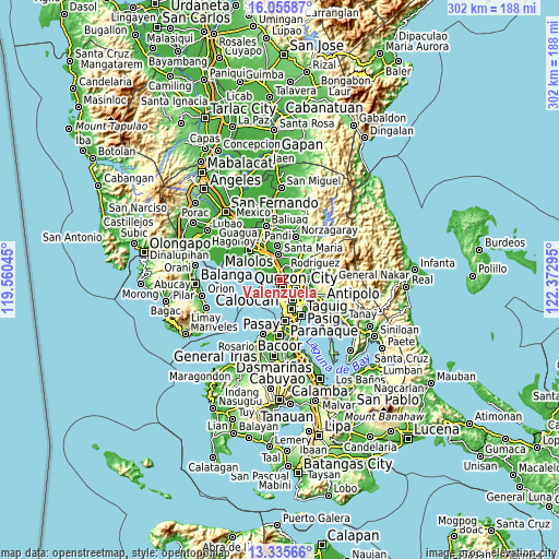 Topographic map of Valenzuela