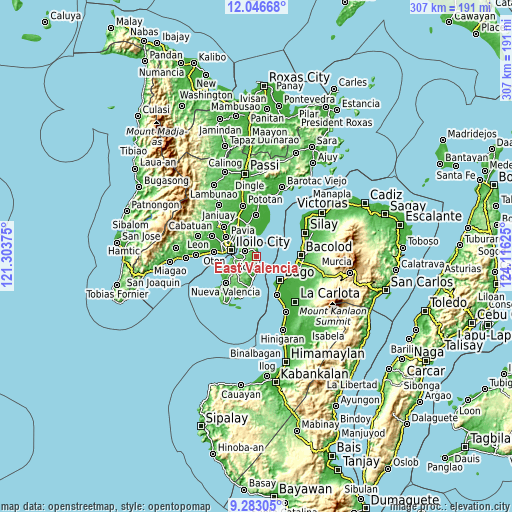 Topographic map of East Valencia