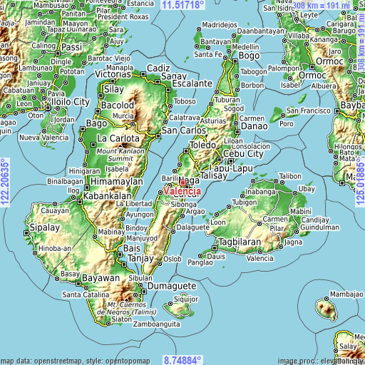 Topographic map of Valencia