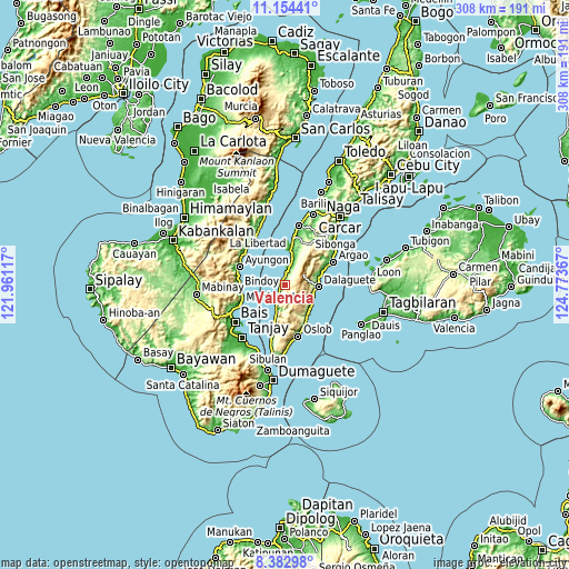 Topographic map of Valencia