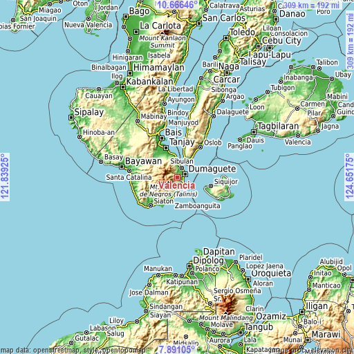 Topographic map of Valencia