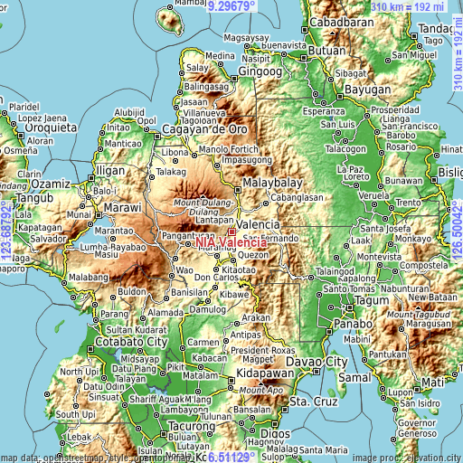 Topographic map of NIA Valencia