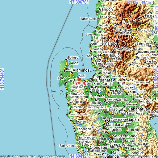 Topographic map of Uyong