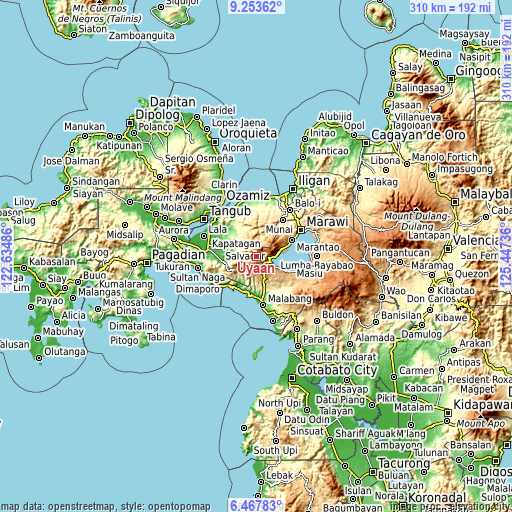 Topographic map of Uyaan