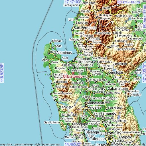 Topographic map of Urbiztondo