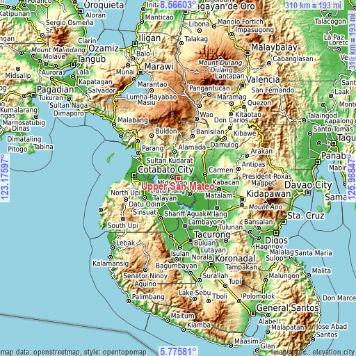 Topographic map of Upper San Mateo