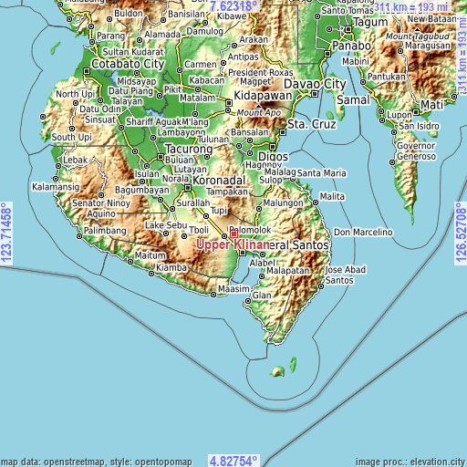 Topographic map of Upper Klinan