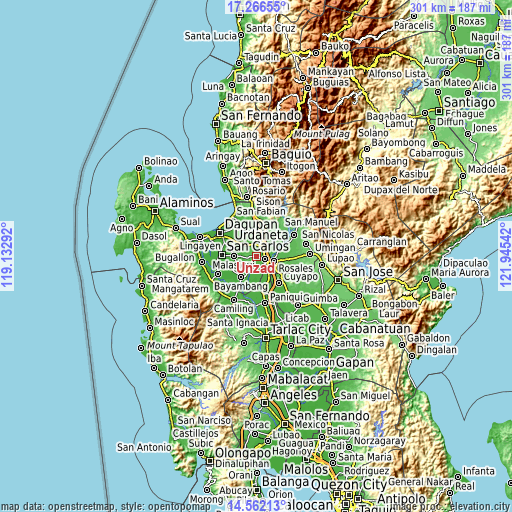 Topographic map of Unzad