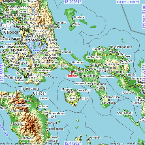 Topographic map of Unisan