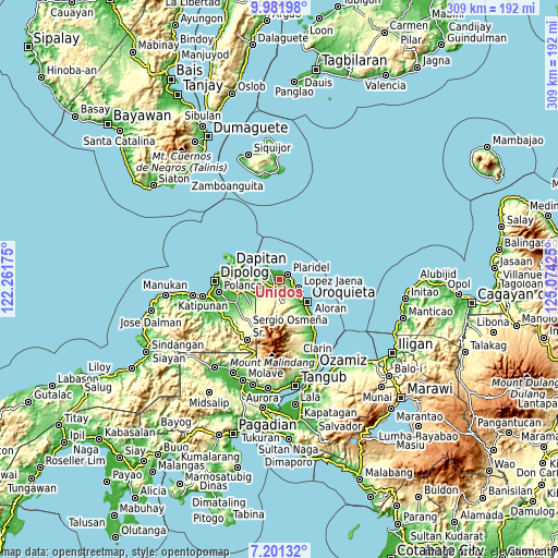 Topographic map of Unidos