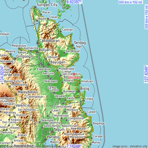 Topographic map of Unidad