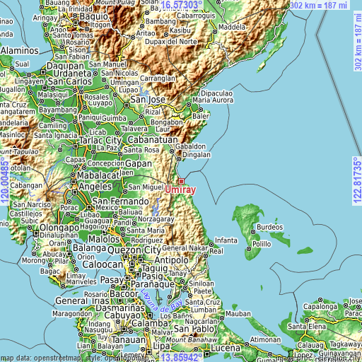 Topographic map of Umiray