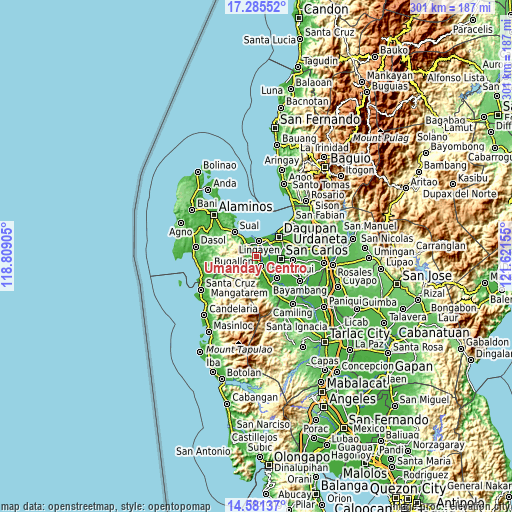 Topographic map of Umanday Centro